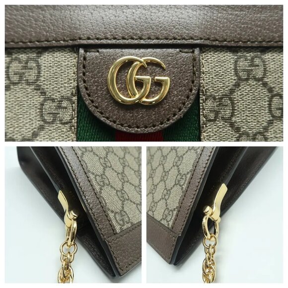 GUCCI Ophidia Chain Brown Canvas Shoulder Bag 1126-040125 - Picture 8 of 12
